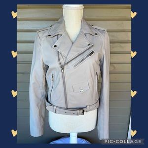 Gorgeous Nude Colored Sheepskin Ladies Moto Jacket XS